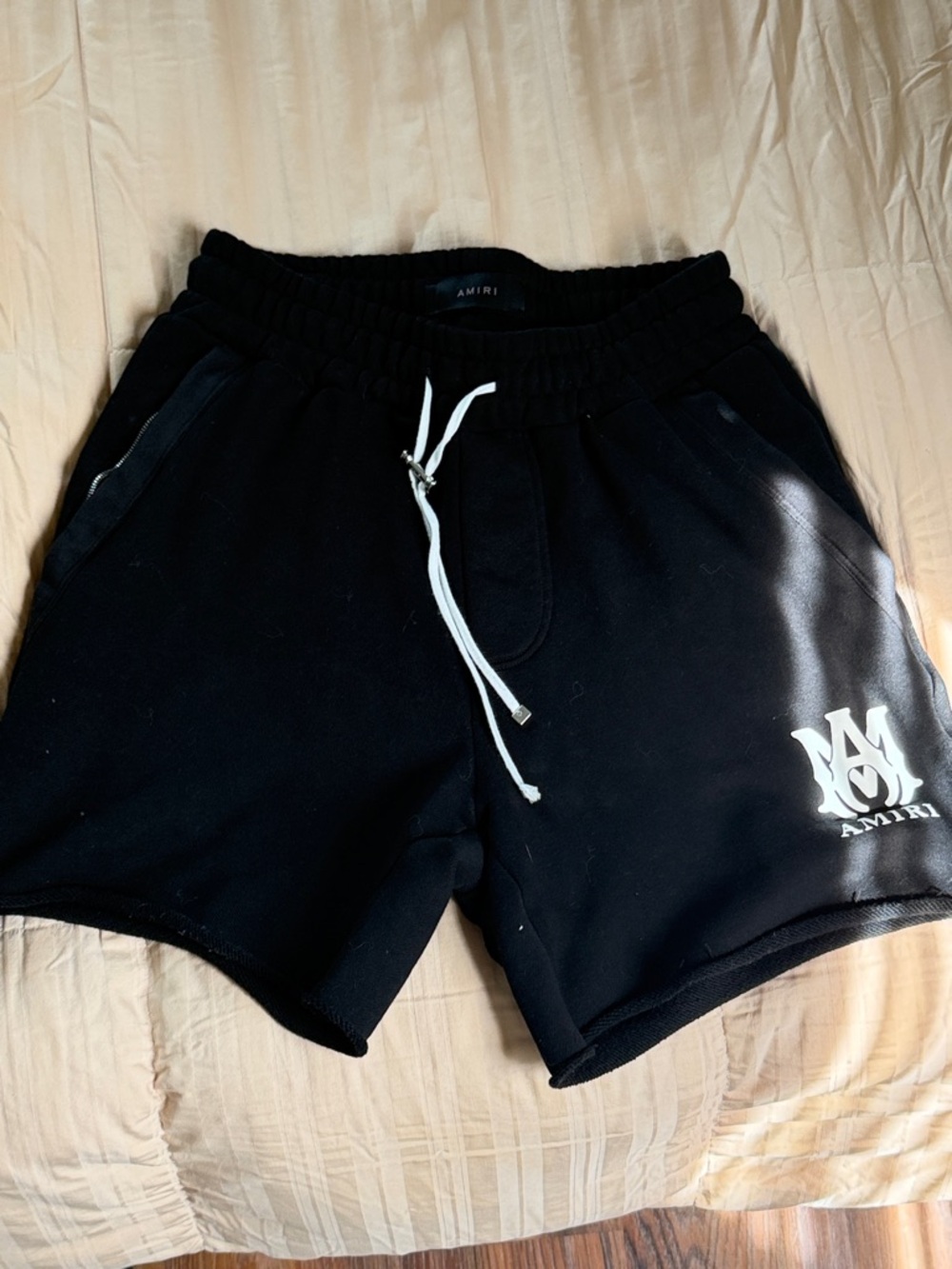 AMIRI Black Cotton Logo Drawstring Athletic Shorts